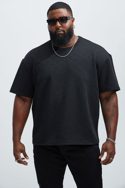 Lingo Textured Relaxed Tee - Black