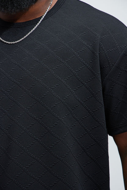 Lingo Textured Relaxed Tee - Black