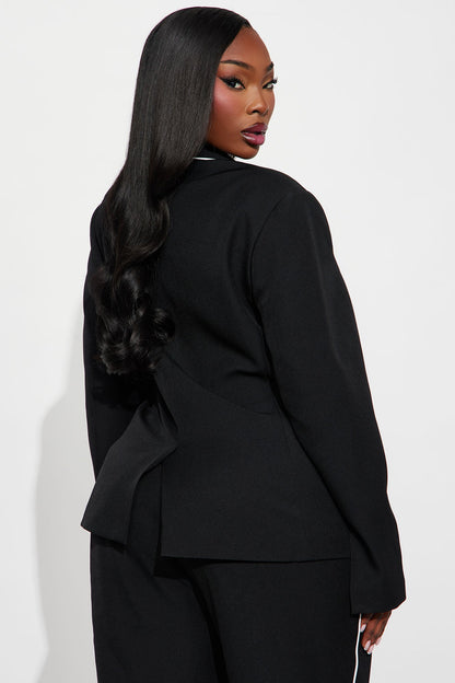 Simply Elegant Contrast Trim Blazer - Black/White
