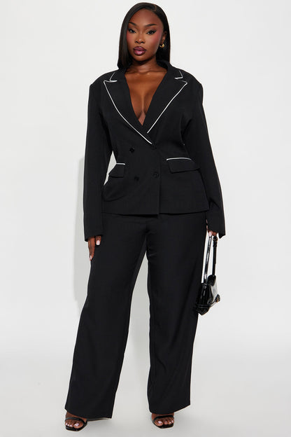 Simply Elegant Contrast Trim Trouser Pant 32″ - Black/White