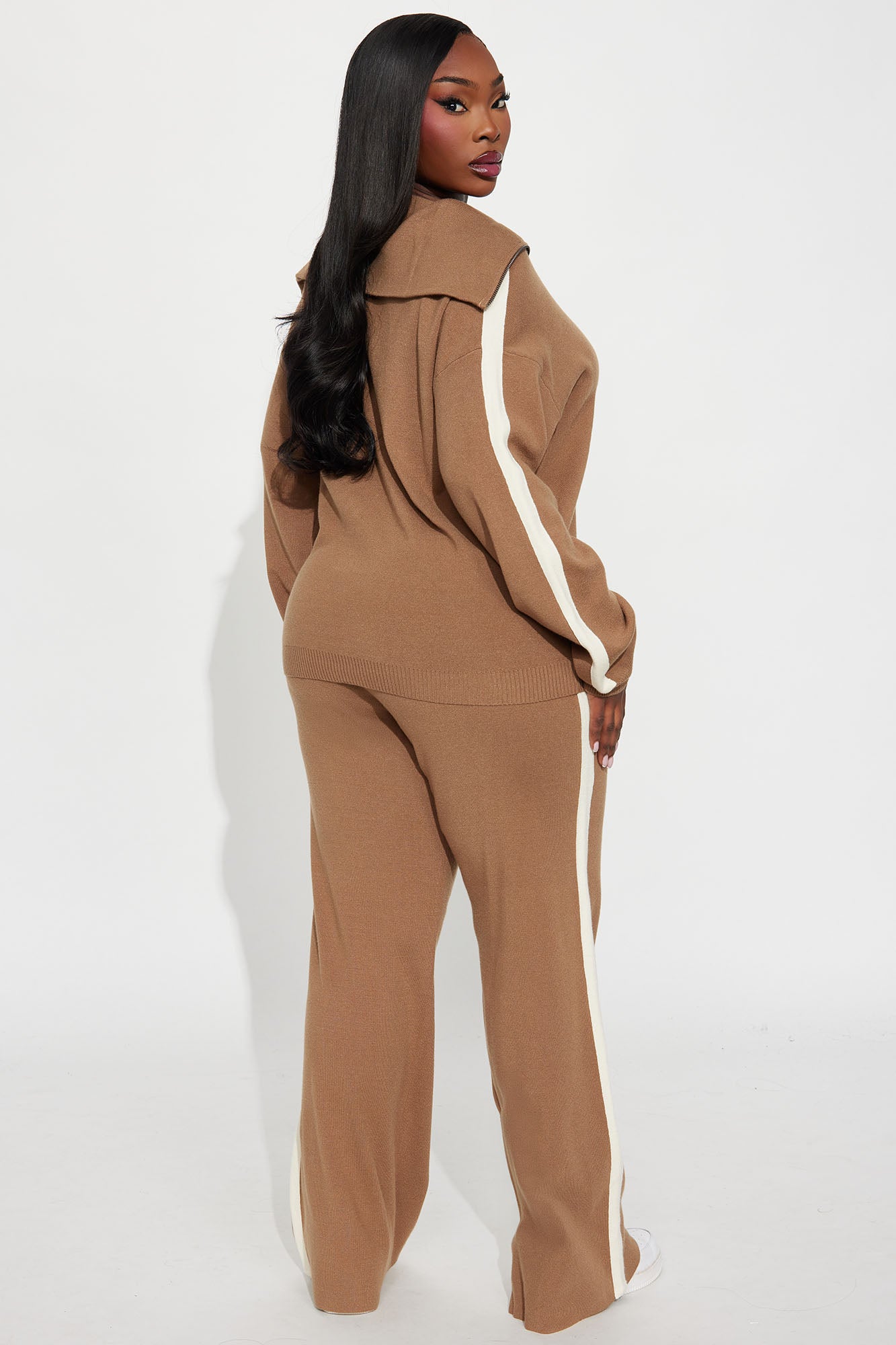 Carmen Quarter Zip Sweater Pant Set - Mocha
