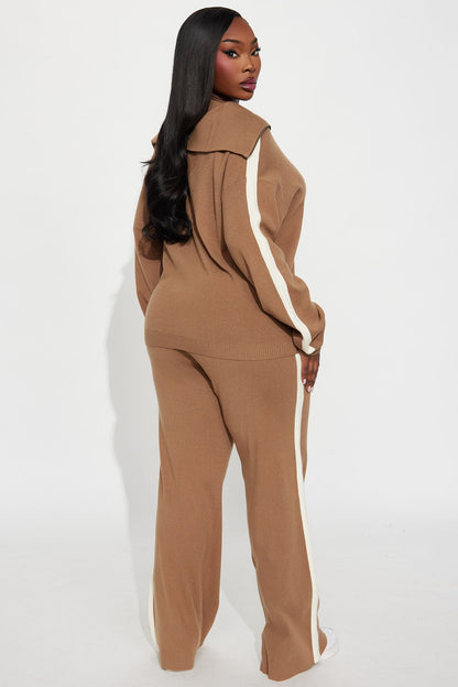 Carmen Quarter Zip Sweater Pant Set - Mocha