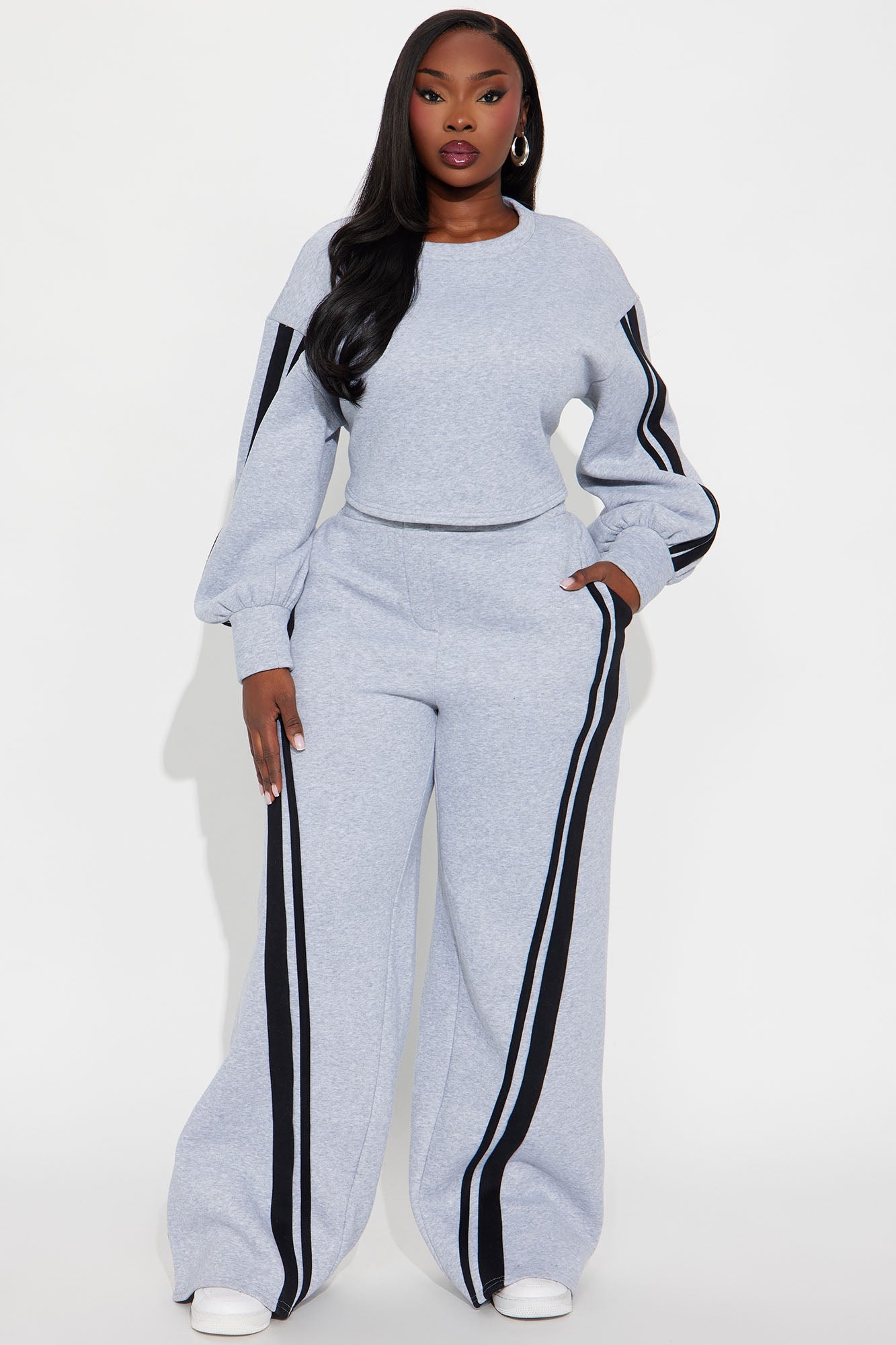 New Levels Fleece Pant Set - Heather Grey