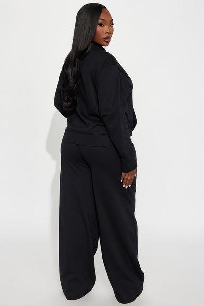 Blake Zip Up Fleece Pant Set - Black