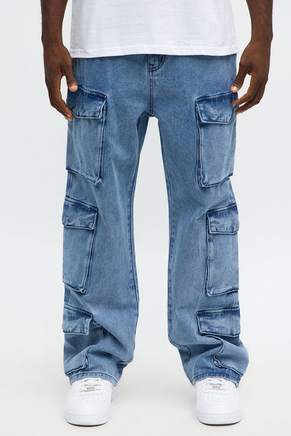 Baggy Cargo Three For Me Jean - Medium Wash