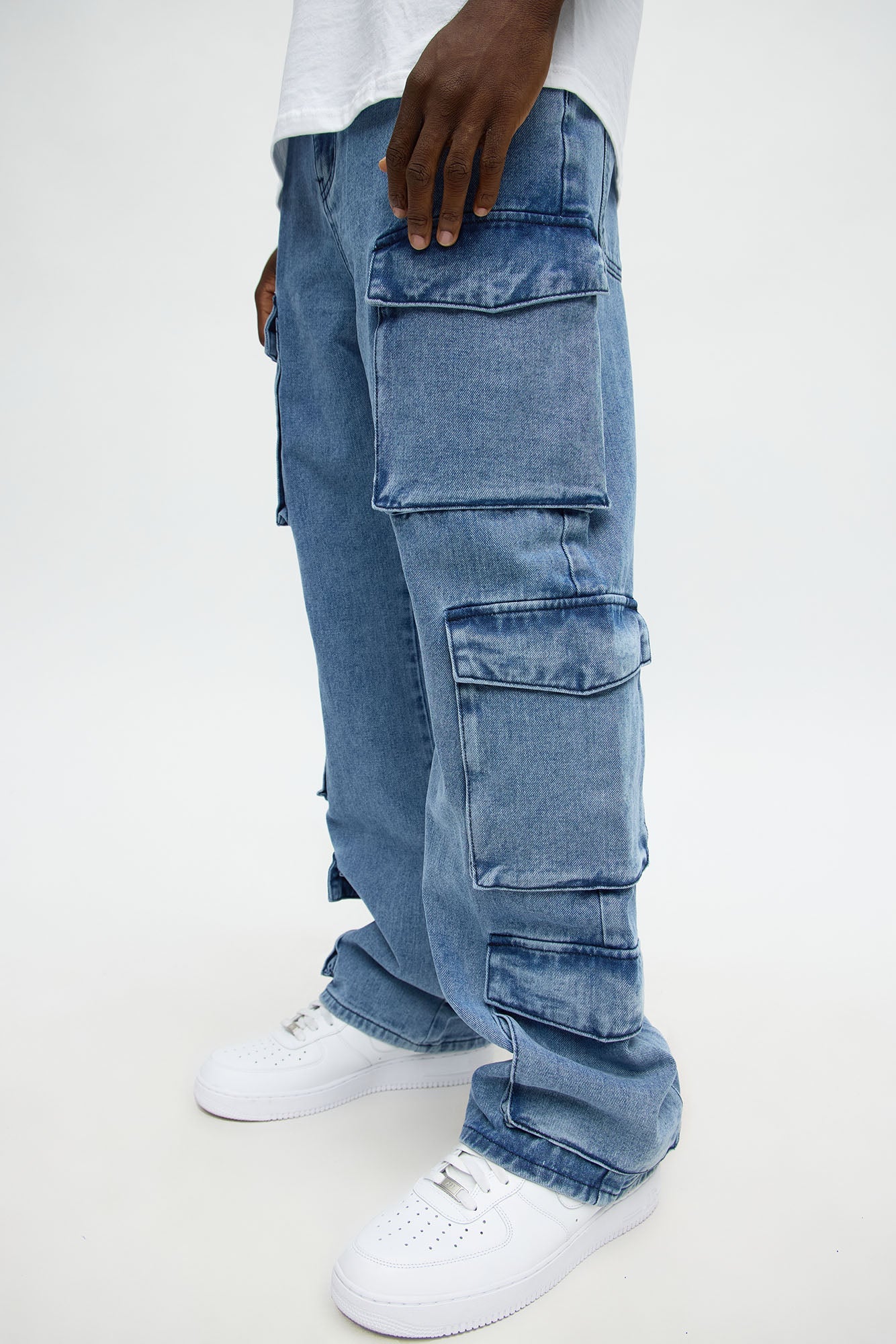 Baggy Cargo Three For Me Jean - Medium Wash