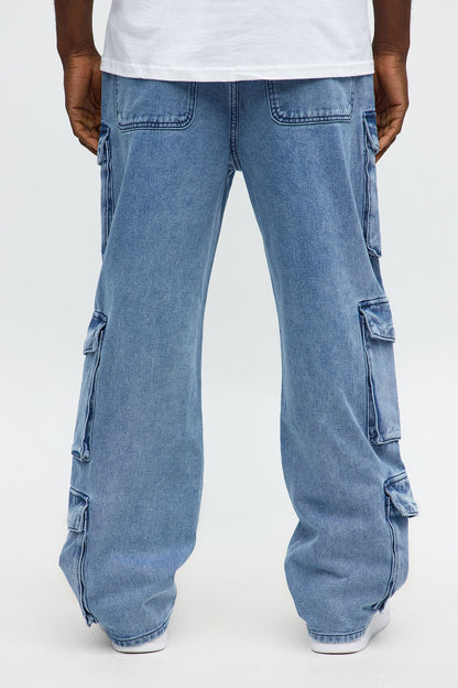 Baggy Cargo Three For Me Jean - Medium Wash