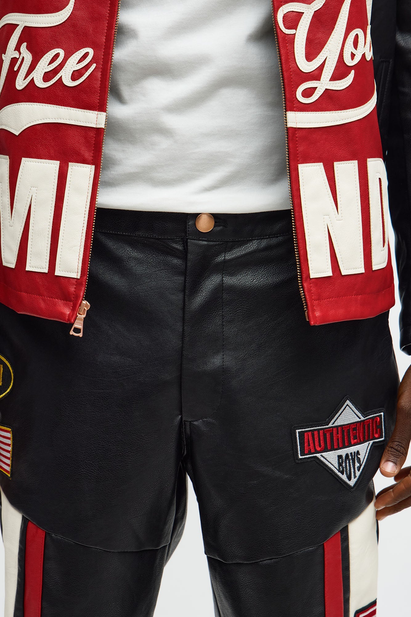 Straight Free Your Mind Faux Leather Racing Pant - Black/combo