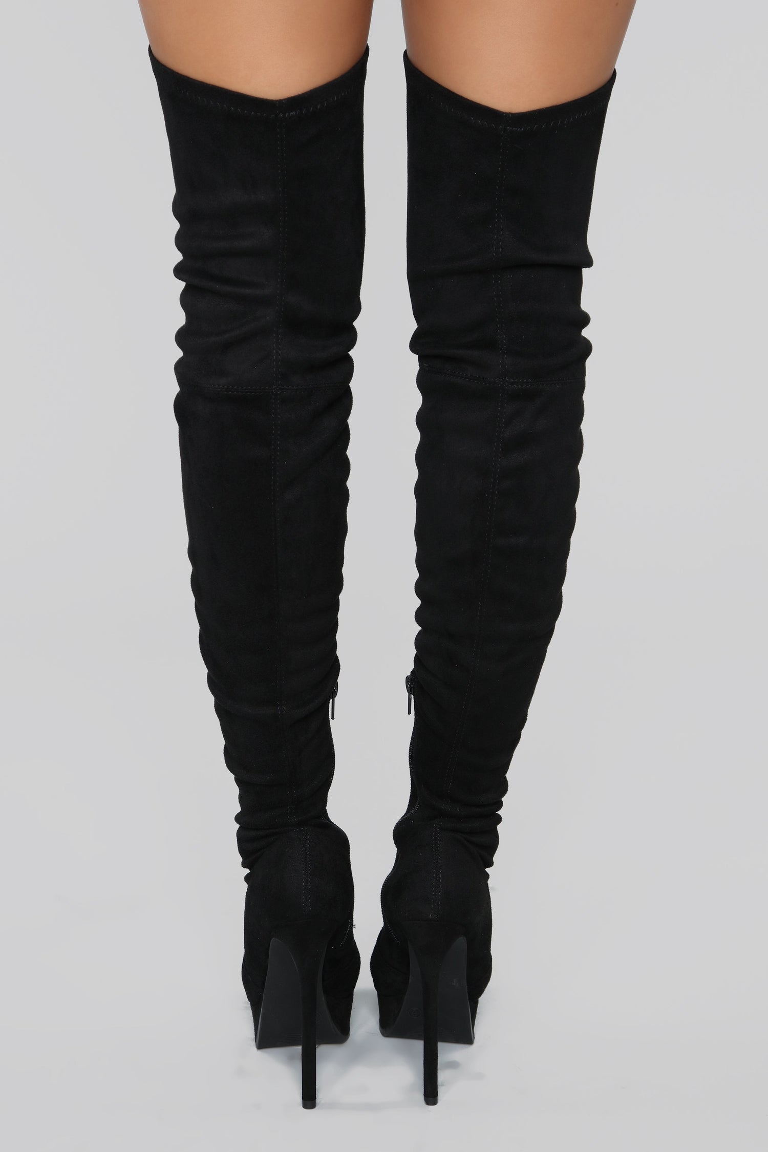 Envious Much Faux Suede Heeled Boot - Black