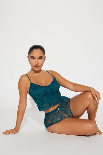 All Over Me Lace PJ Short Set - Teal