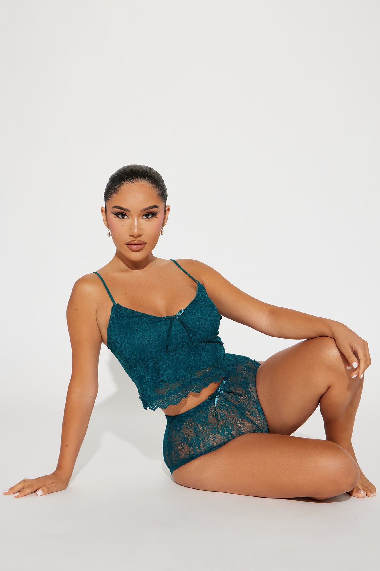 All Over Me Lace PJ Short Set - Teal