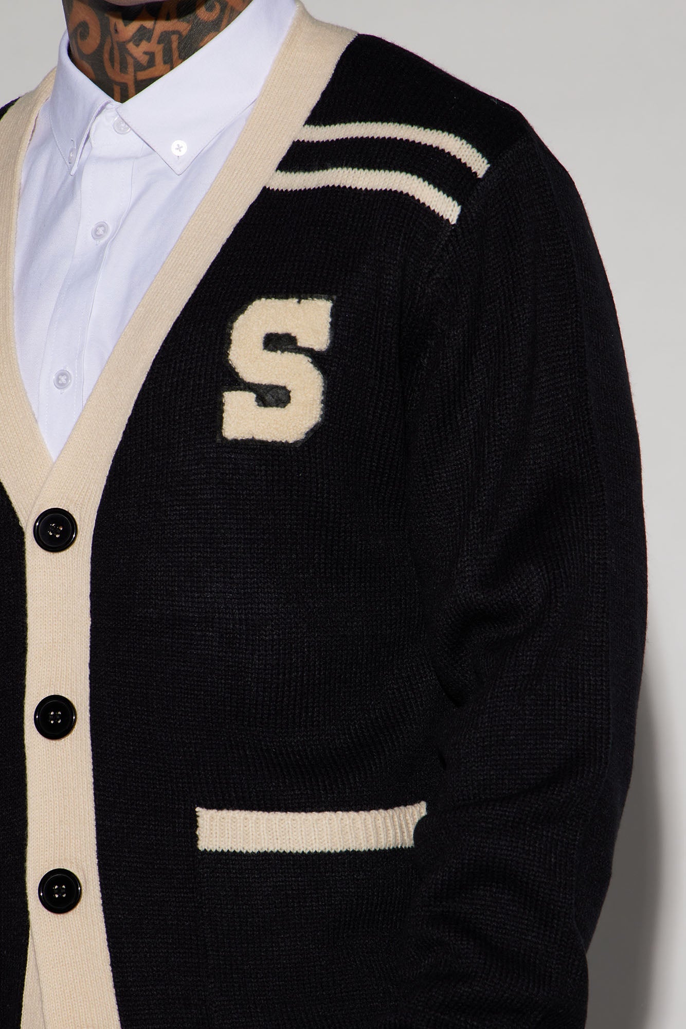 Go To Varsity Cardigan - Black/combo