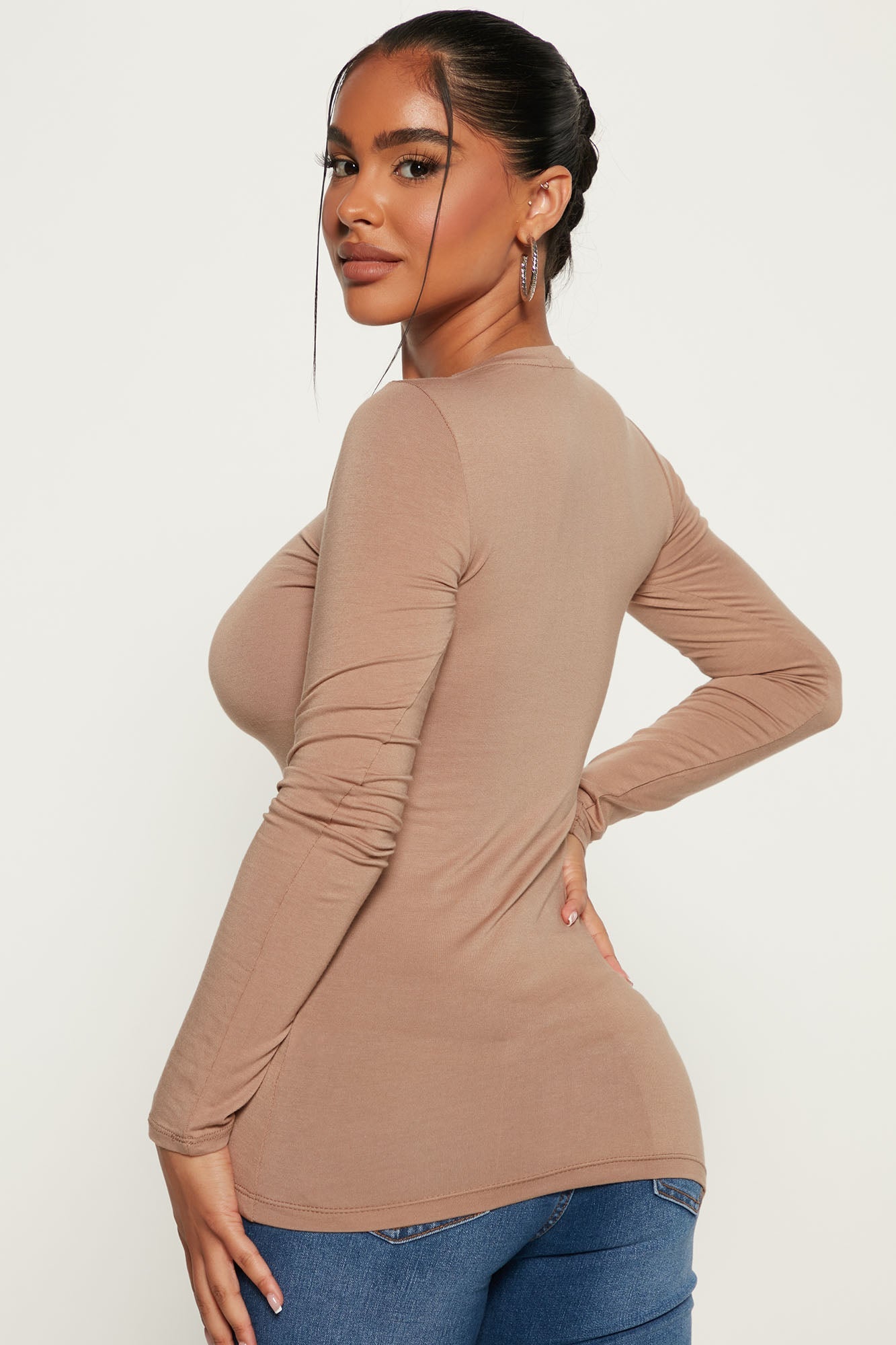 Julia Long Sleeve Top - Taupe