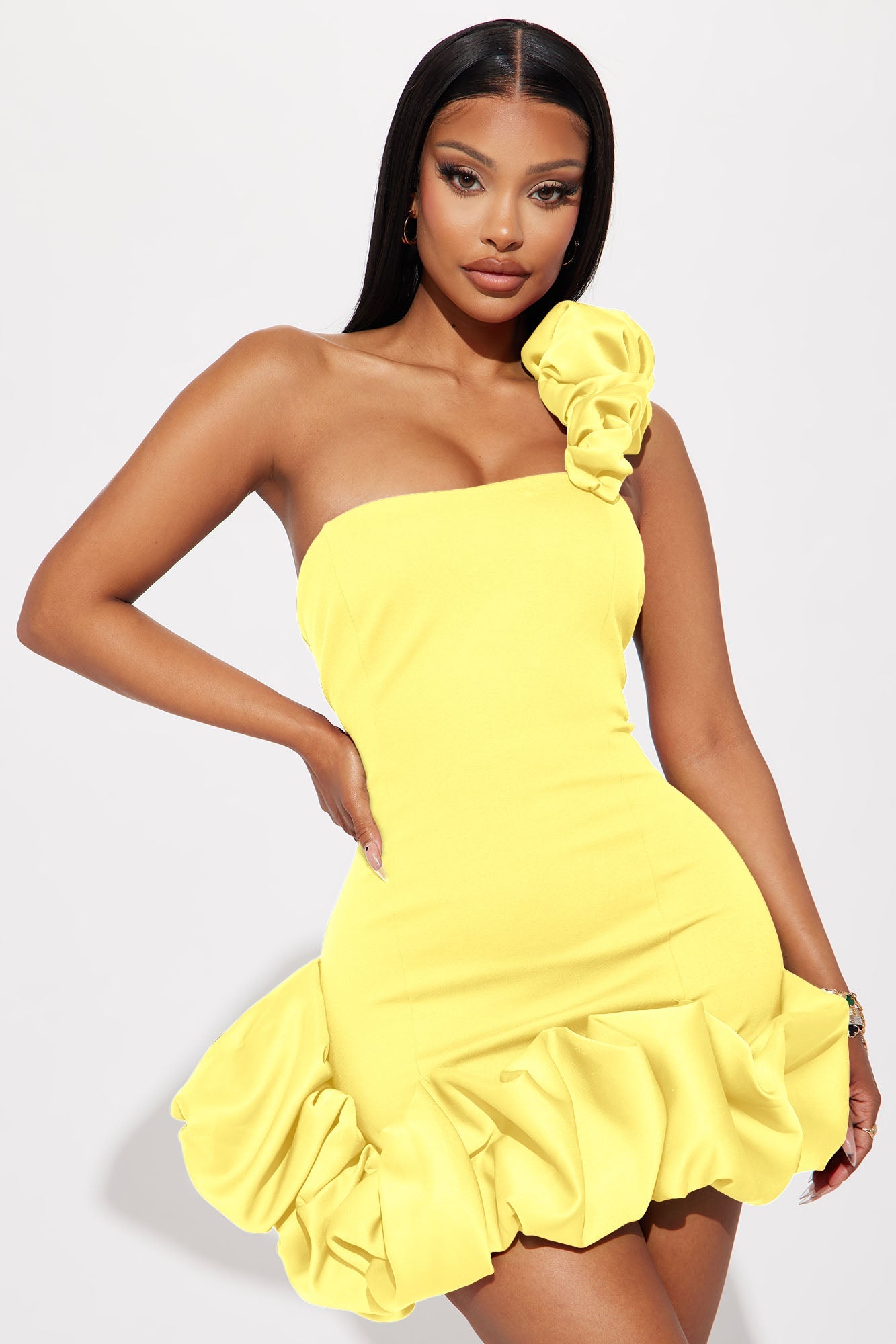 Wilma Ruffle Mini Dress - Butter Yellow