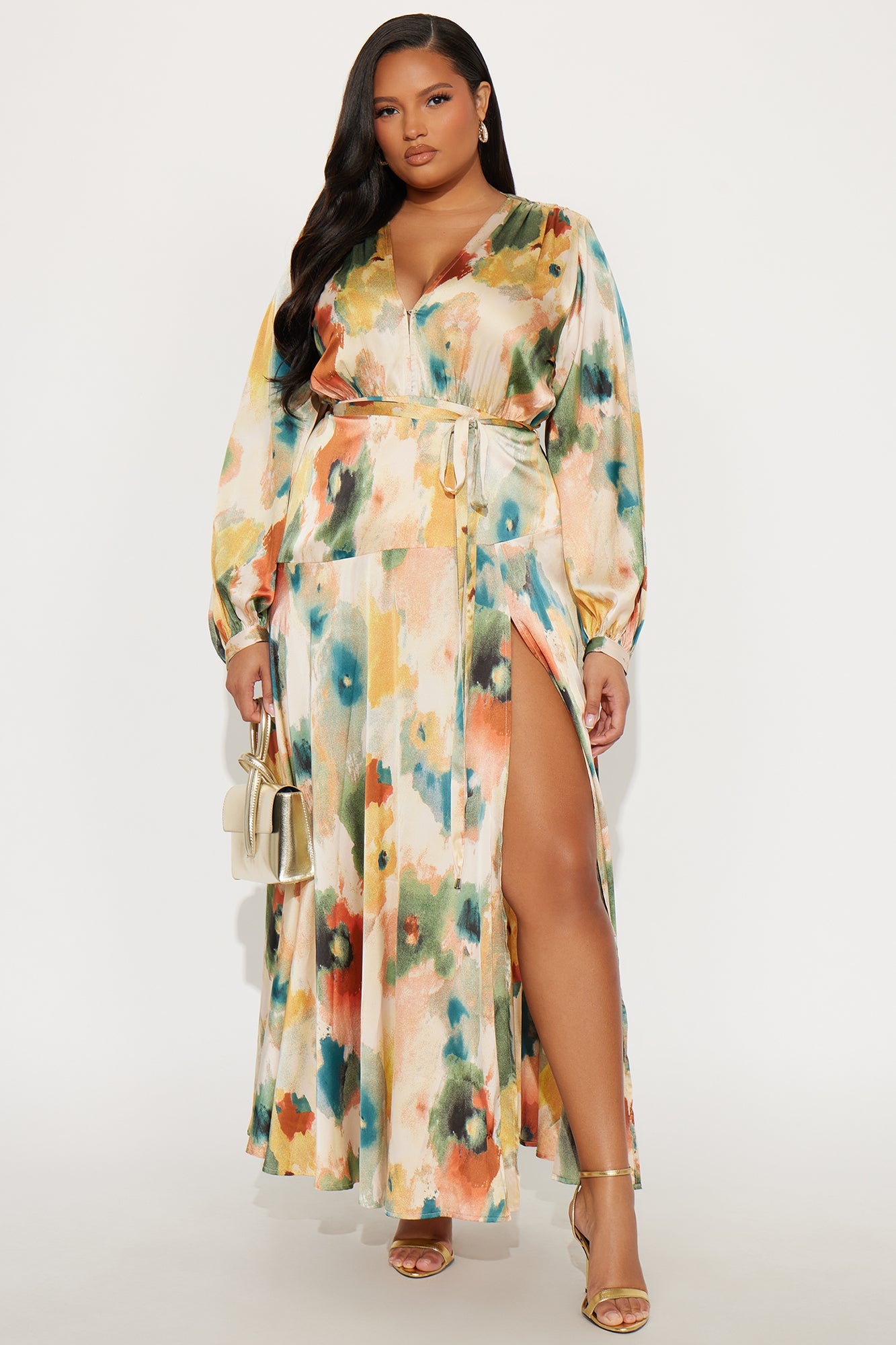 Carley Satin Maxi Dress - Multi Color