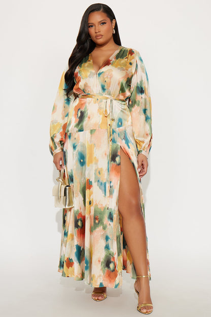 Carley Satin Maxi Dress - Multi Color