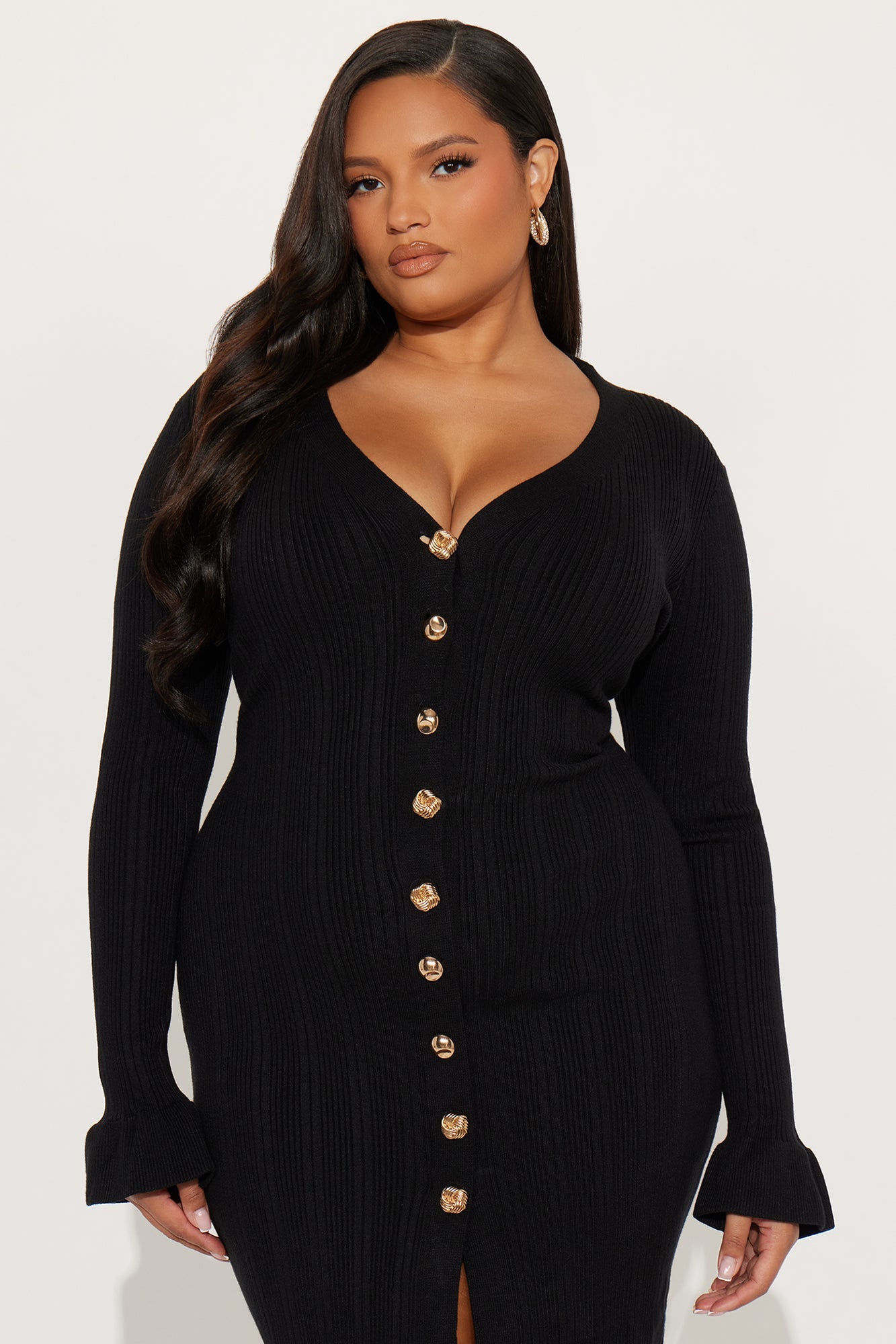 Vanilla Crush Sweater Midi Dress - Black