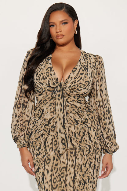 Cold Dream Animal Print Maxi Dress - Brown/combo