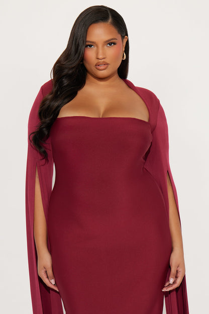 Feeling Regal Bandage Midi Dress - Wine