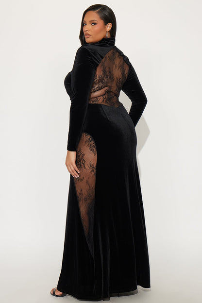 Soft Launch Velvet Maxi Dress - Black
