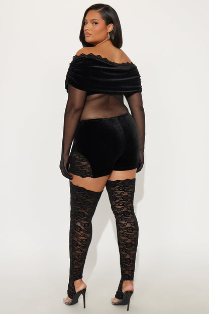 Blow Your Mind 2 Piece Velvet Romper - Black