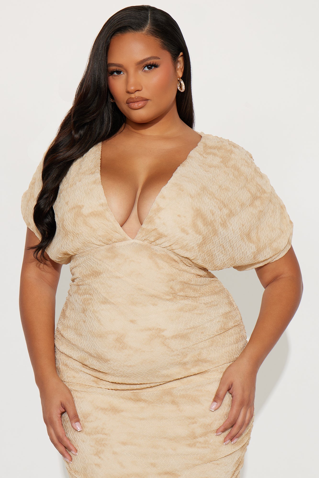 Tati Textured Maxi Dress - Taupe