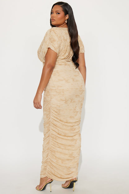 Tati Textured Maxi Dress - Taupe