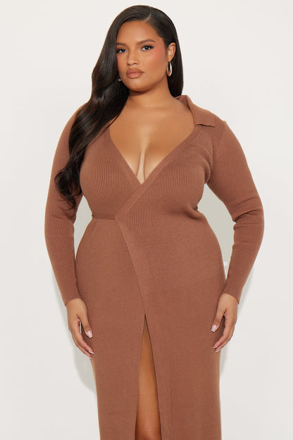 Peyton Sweater Wrap Maxi Dress - Mocha