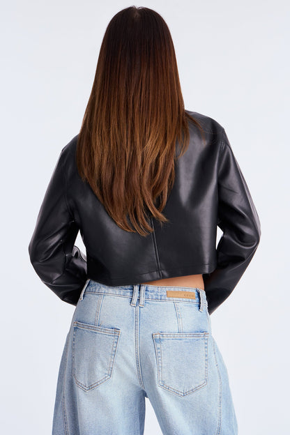 Around The Track Faux Leather Moto Jacket - Black/combo