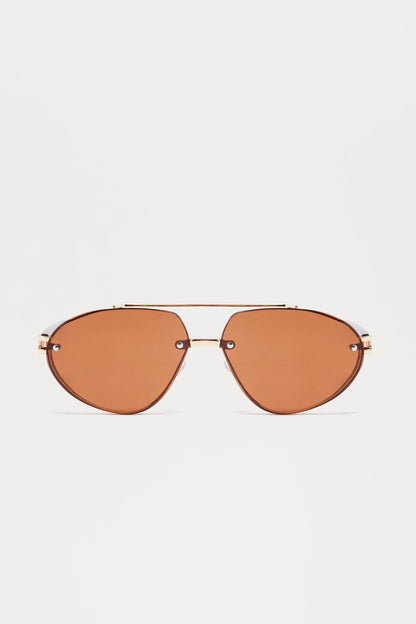 Tough Aviator Metal Frame Sunglasses - Brown
