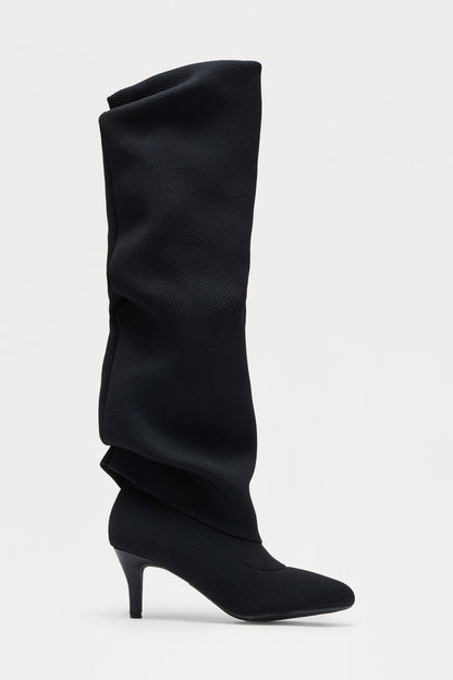 Mccoy Ruched Knit Boots - Black