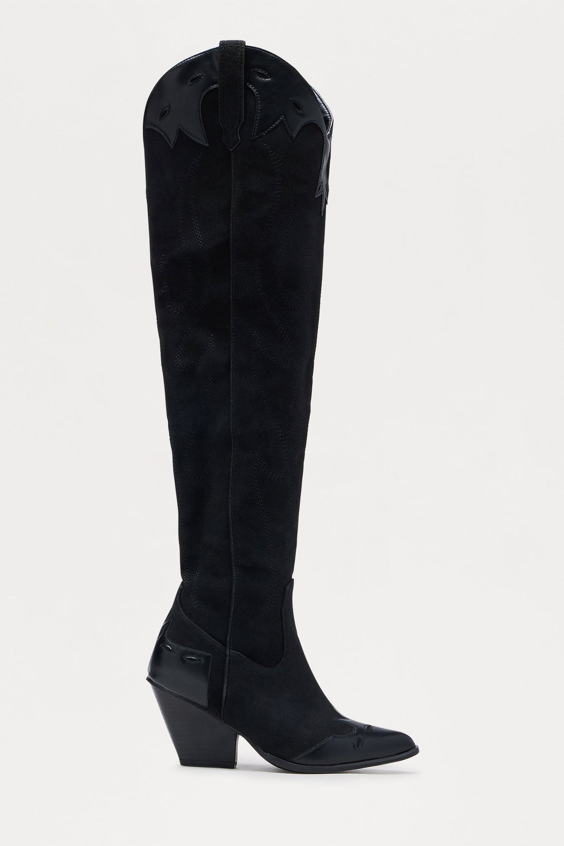 Westend Faux Suede Cowboy Boots - Black