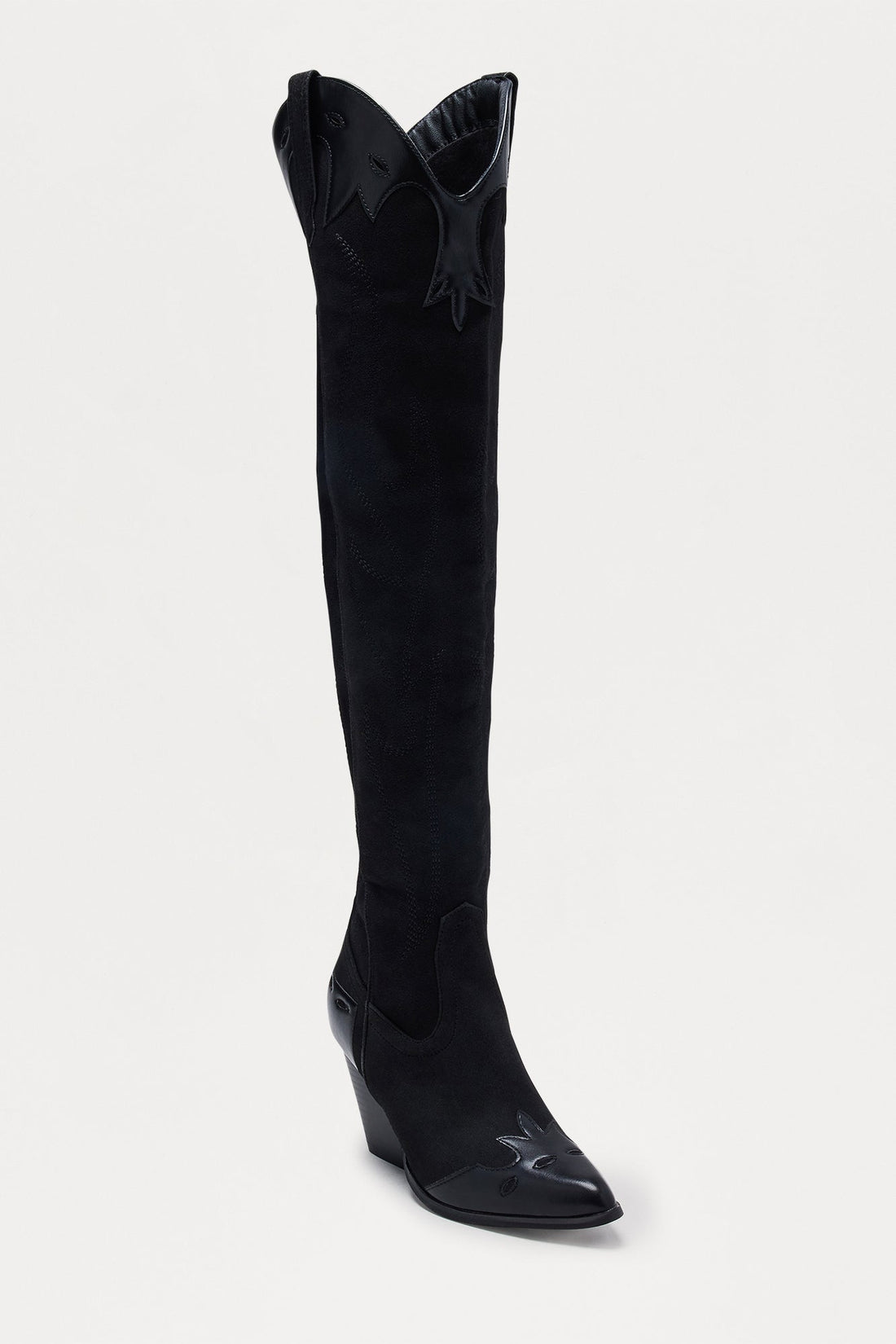 Westend Faux Suede Cowboy Boots - Black