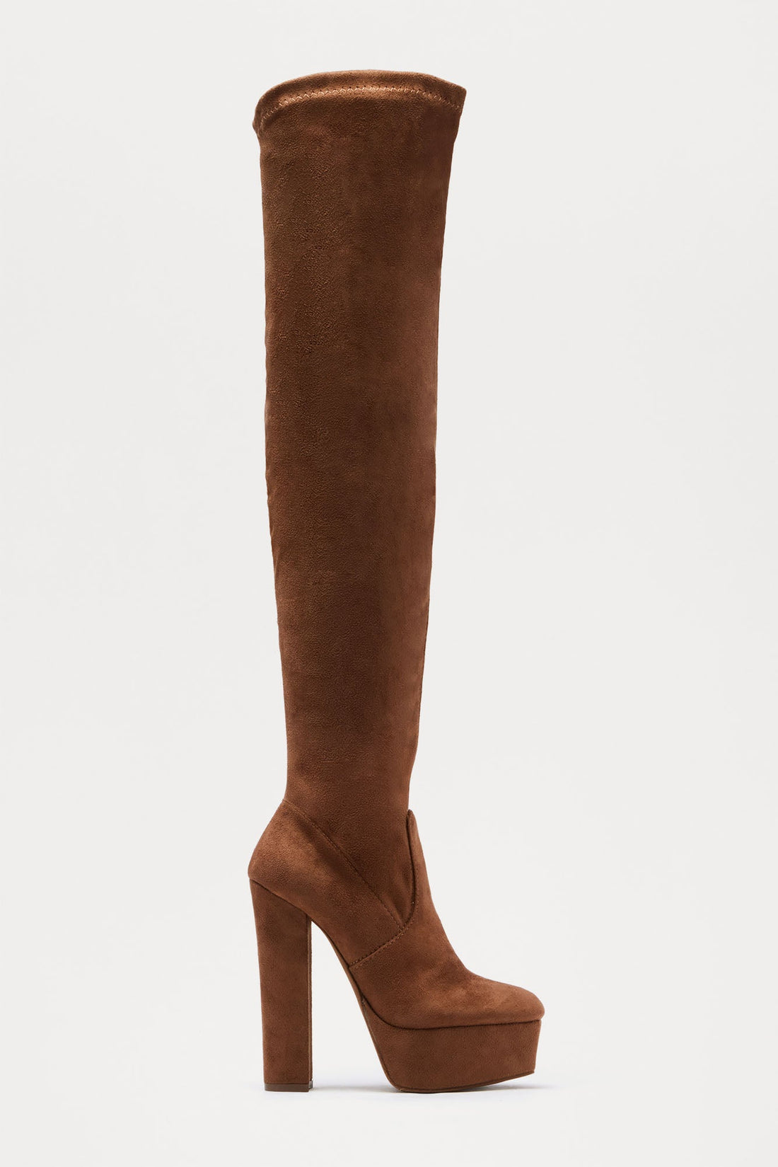 Dossy Platform Thigh High Boots - Brown