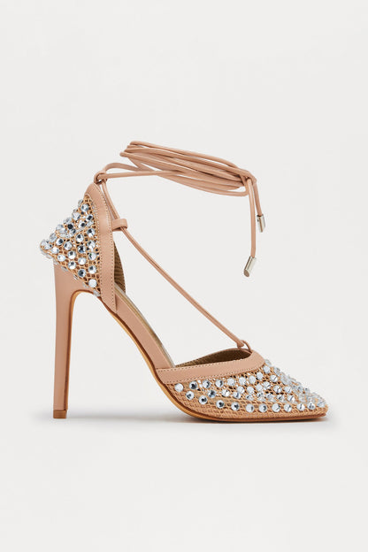 Drama Queen Rhinestone Pumps - Nude
