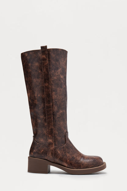 Rhena Knee High Boots - Chocolate