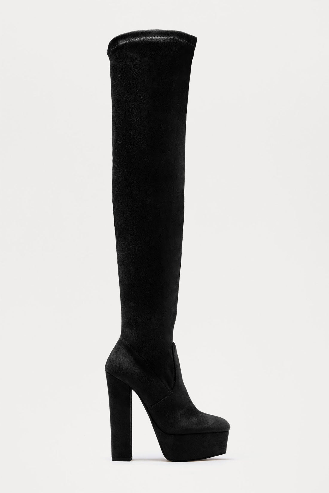 Winna Platform Thigh High Boots - Black