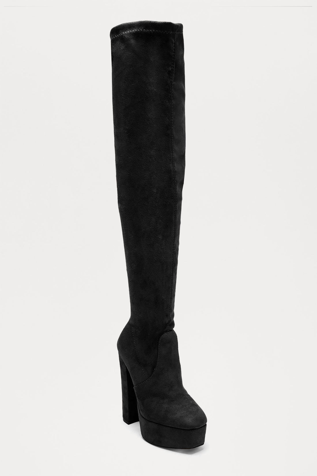 Winna Platform Thigh High Boots - Black