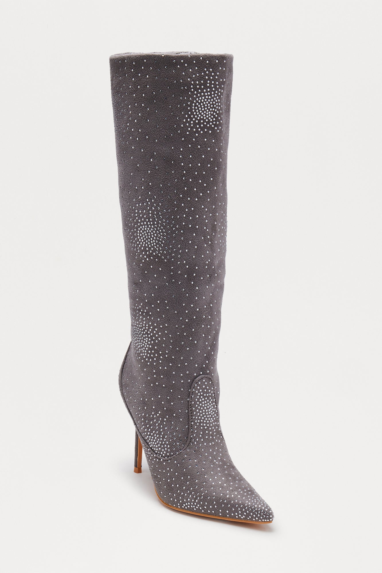 Blaze Rhinestone Stiletto Boots - Grey