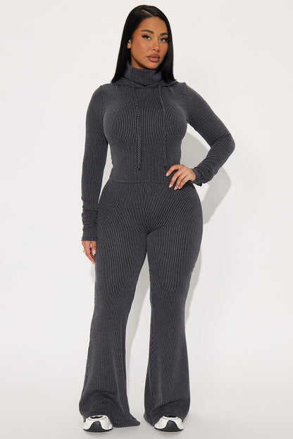 Center Of Attention Hoodie Pant Set - Charcoal