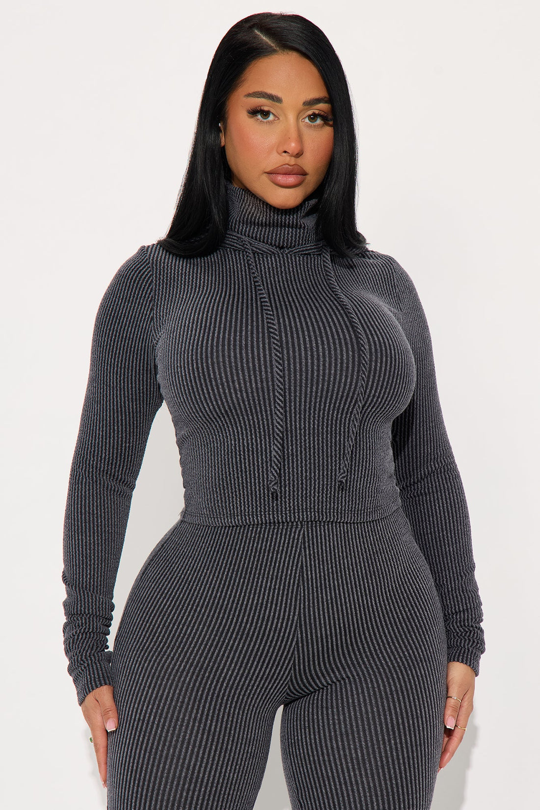 Center Of Attention Hoodie Pant Set - Charcoal