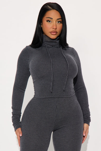 Center Of Attention Hoodie Pant Set - Charcoal