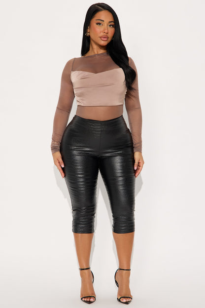 North Long Sleeve Mesh Bodysuit - Mocha