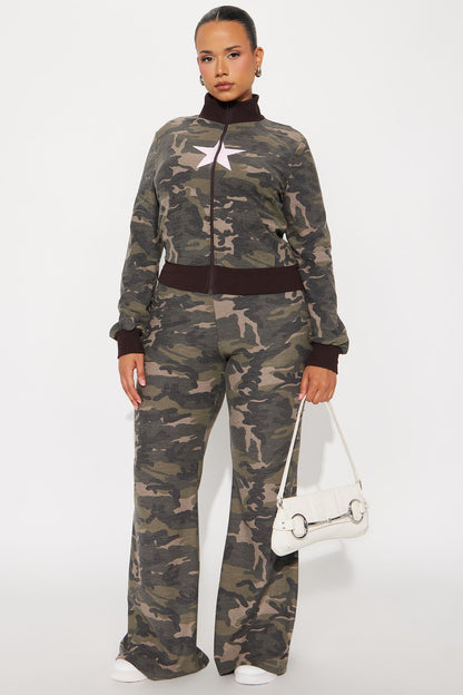 Kaylee Camo Pant Set - Olive/combo