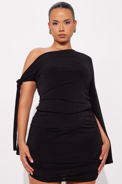 Kendall One Shoulder Mini Dress - Black