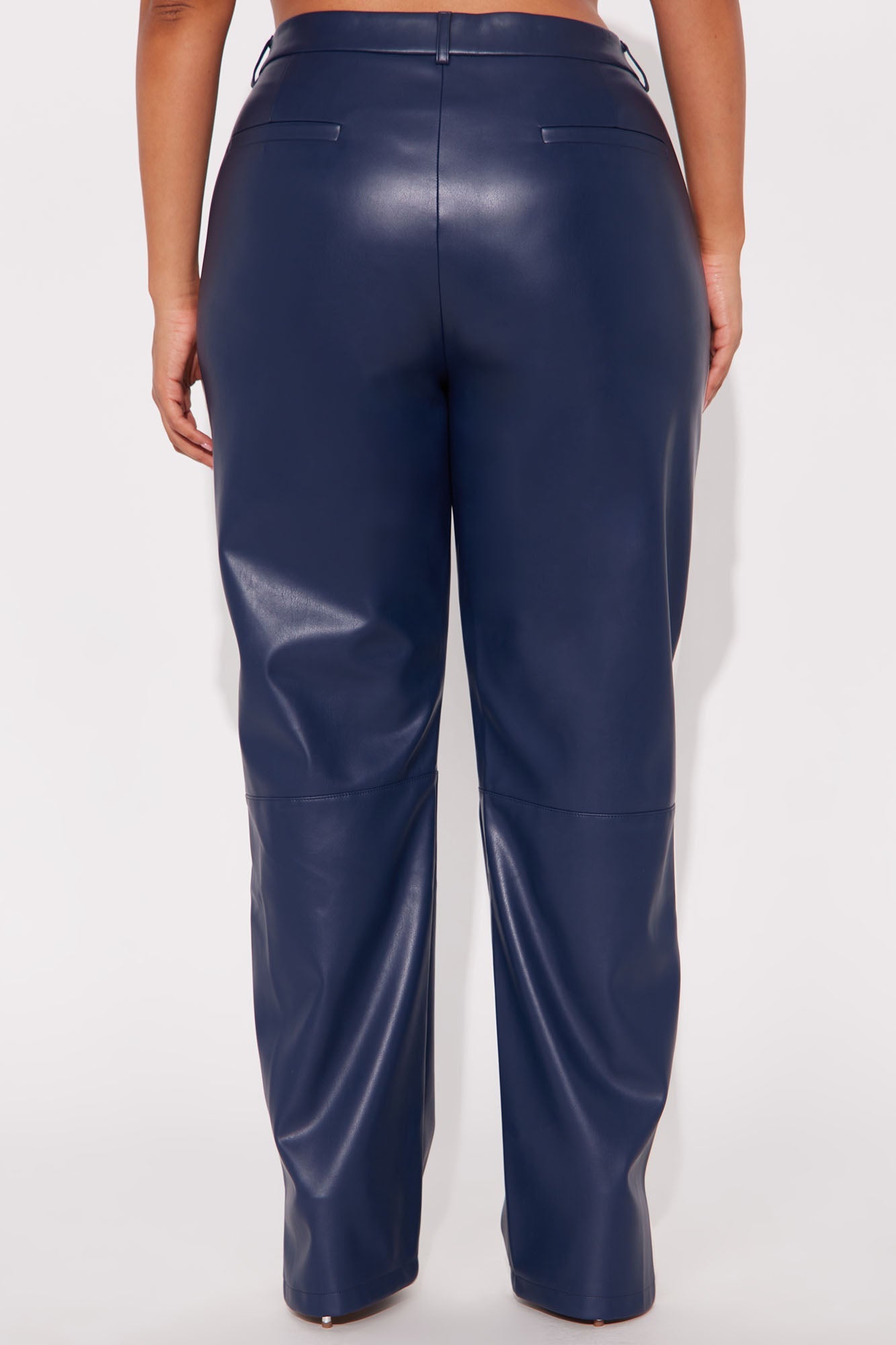 Cause A Scene Faux Leather Track Pant - Navy/combo