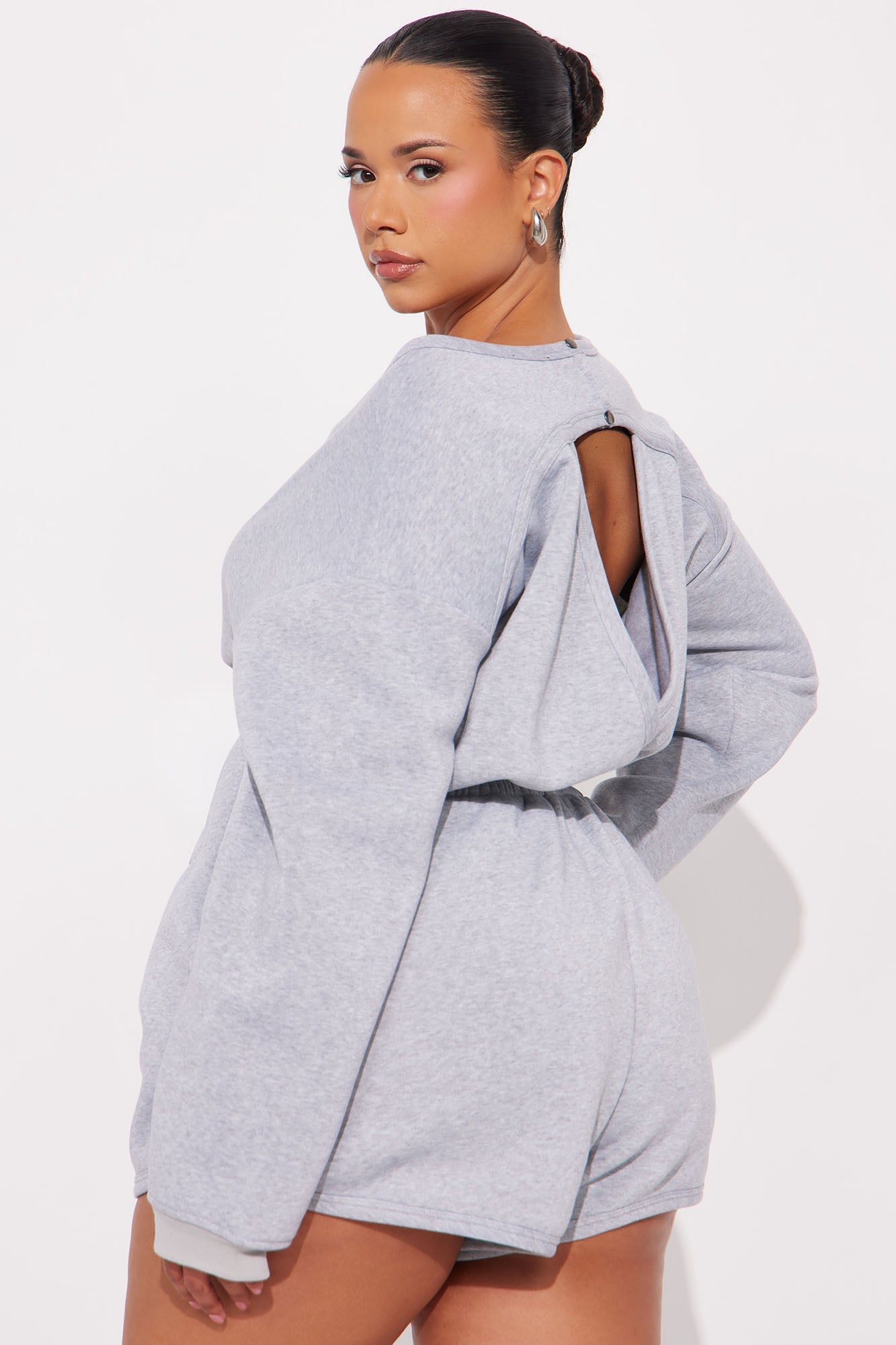 Slow Mornings French Terry Romper - Heather Grey