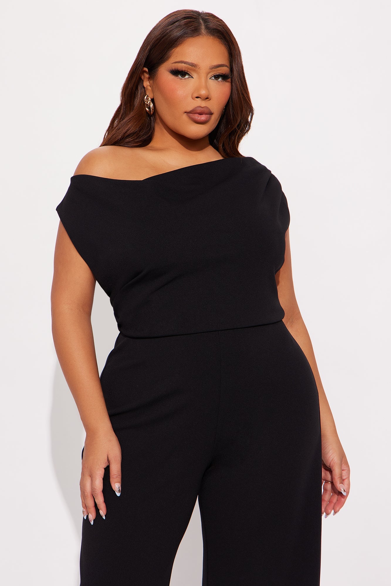 Perfect Timing Off Shoulder Wide Leg Jumpsuit - Black