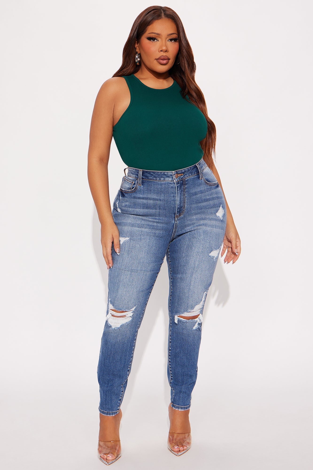 Model Attitude Racerback Bodysuit - Hunter Green
