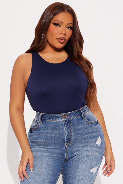 Aimee Double Lined Bodysuit - Navy